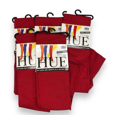 HUE Womens Deep Red Over The Knee Socks One Size Simply Skinny 5 Pairs New